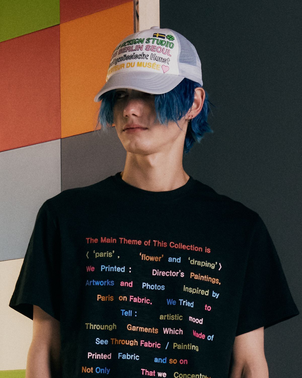 더뮤지엄비지터(THEMUSEUMVISITOR) COLOR TYPO 5 PANEL MESH CAP (GREY)
