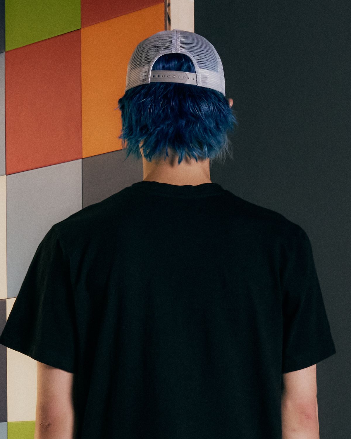 더뮤지엄비지터(THEMUSEUMVISITOR) COLOR TYPO 5 PANEL MESH CAP (GREY)
