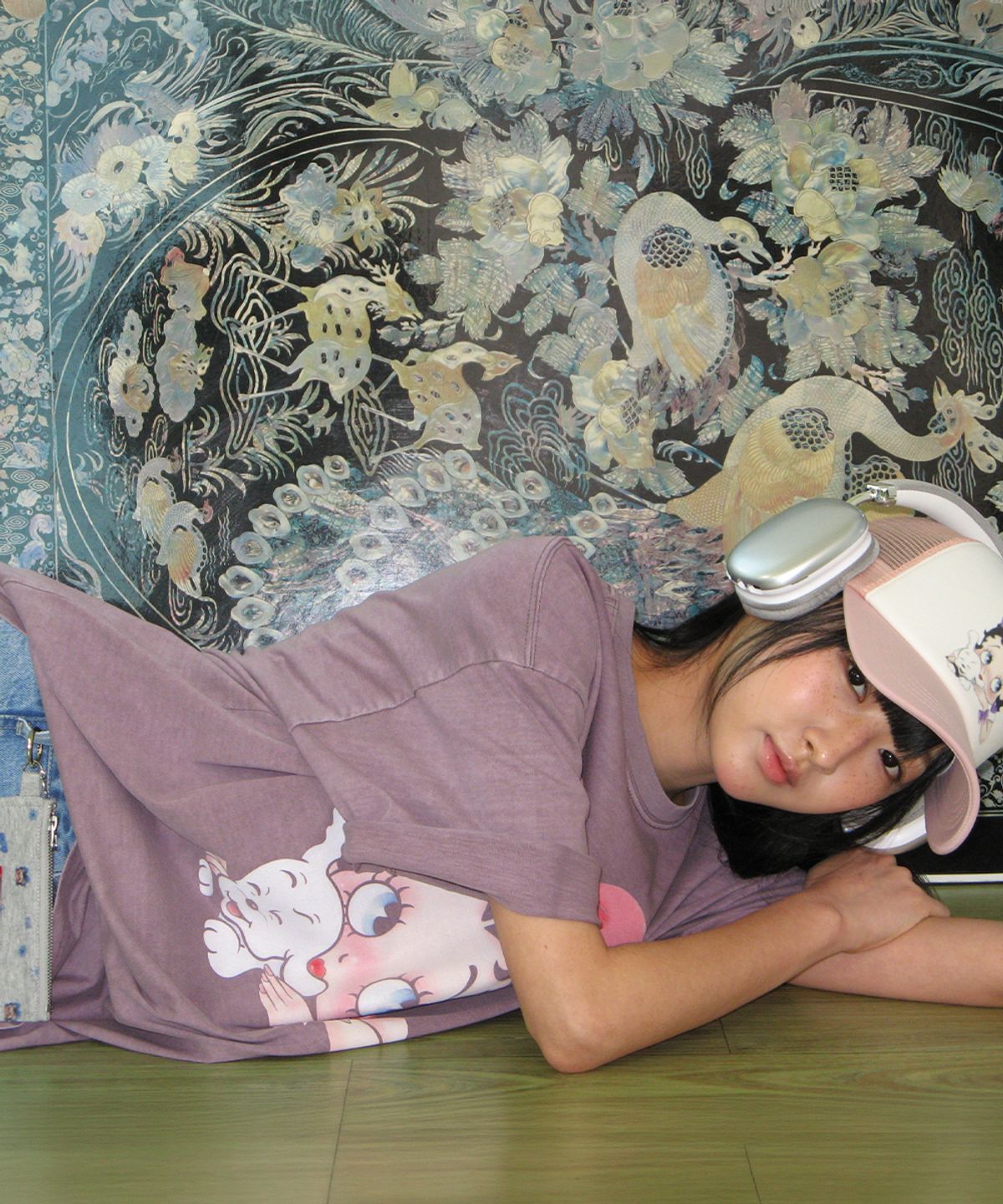 론론(RONRON) BETTY BOOP RIBBON MESH BALL CAP PINK