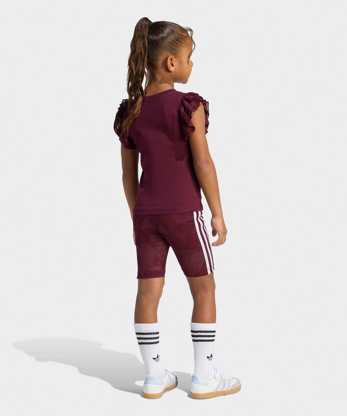 아디다스 키즈(ADIDAS KIDS) 레이스 사이클링 쇼츠 티 세트 키즈 - 버건디 / KC6796