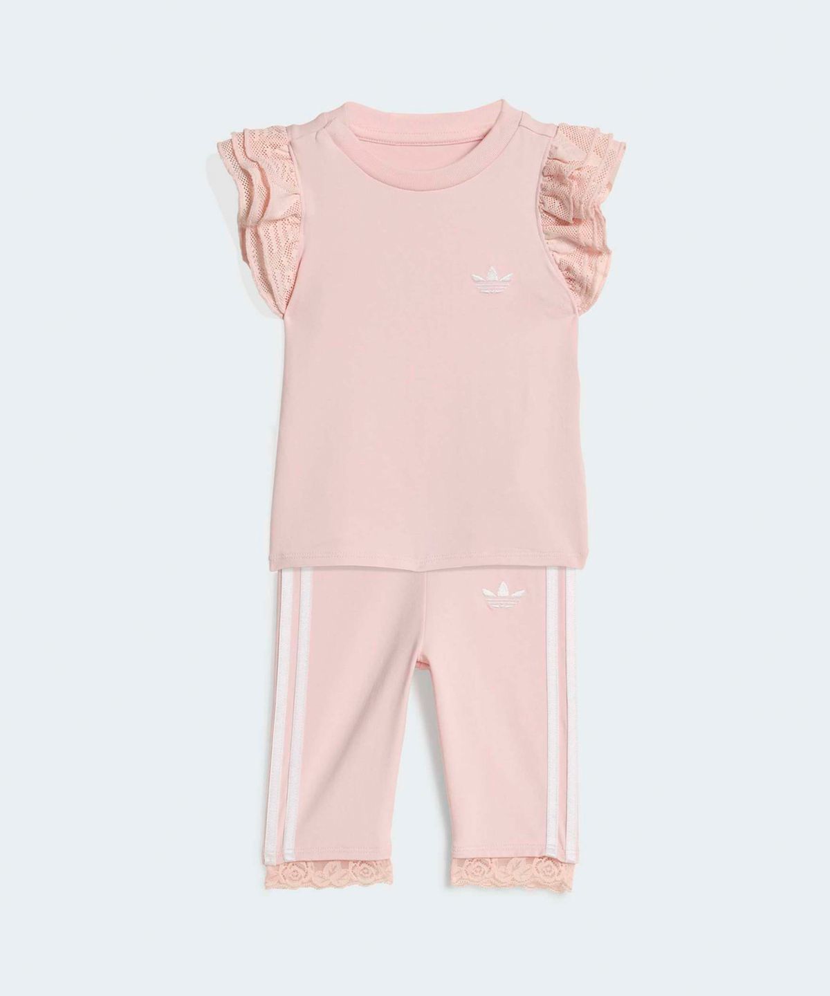 아디다스 키즈(ADIDAS KIDS) 레이스 3/4 타이츠 티셔츠 세트 인펀트 - 핑크 / KC6799
