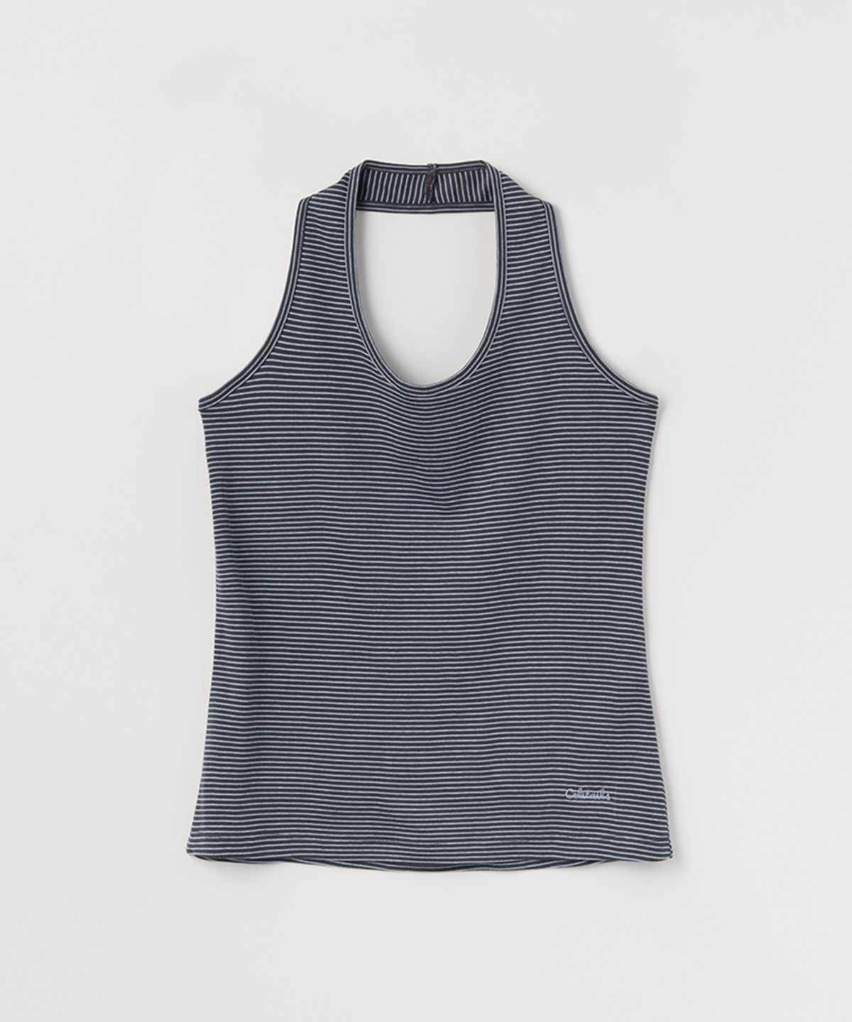 셀리테일즈(CELITAILS) STRIPE HALTER NECK TOP_CHARCOAL