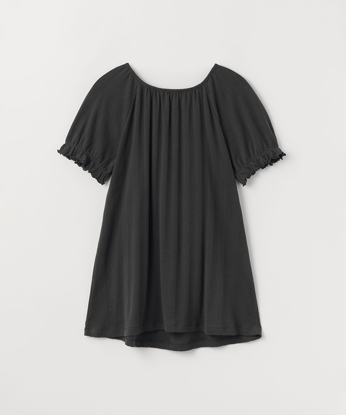 셀리테일즈(CELITAILS) SCOOP NECK SHIRRING T-SHIRT_CHARCOAL