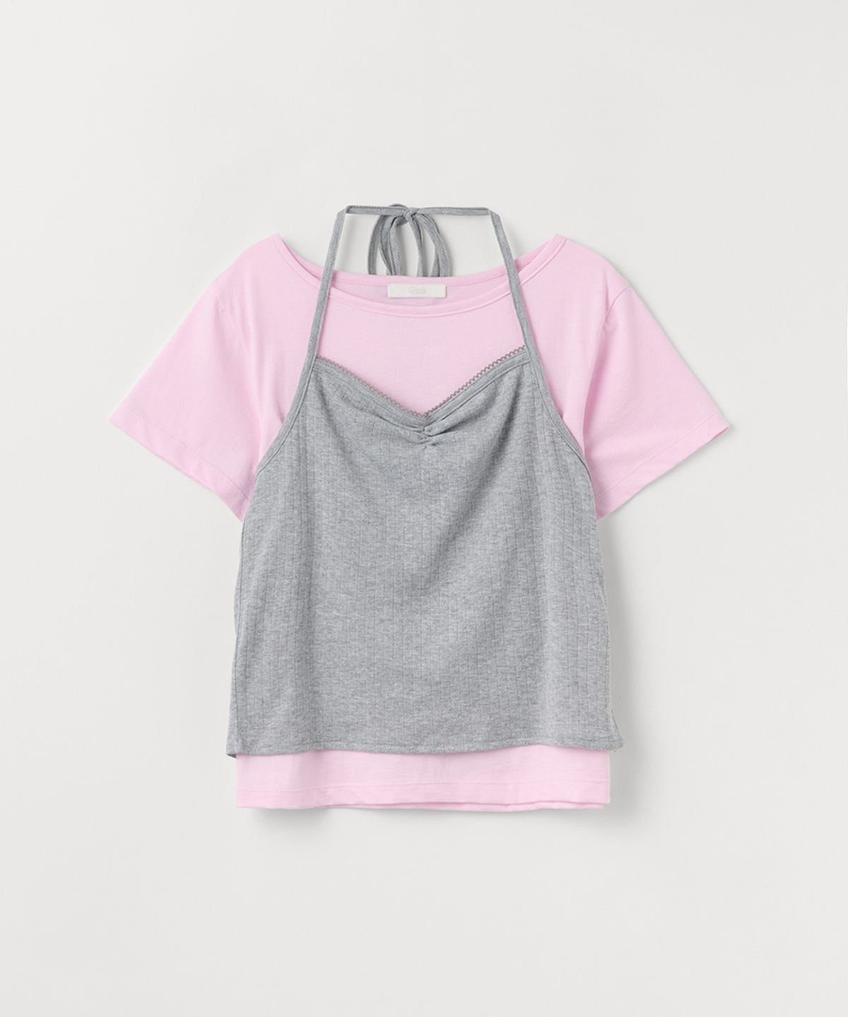 셀리테일즈(CELITAILS) HALTER NECK LAYERED T-SHIRT SET_PINK
