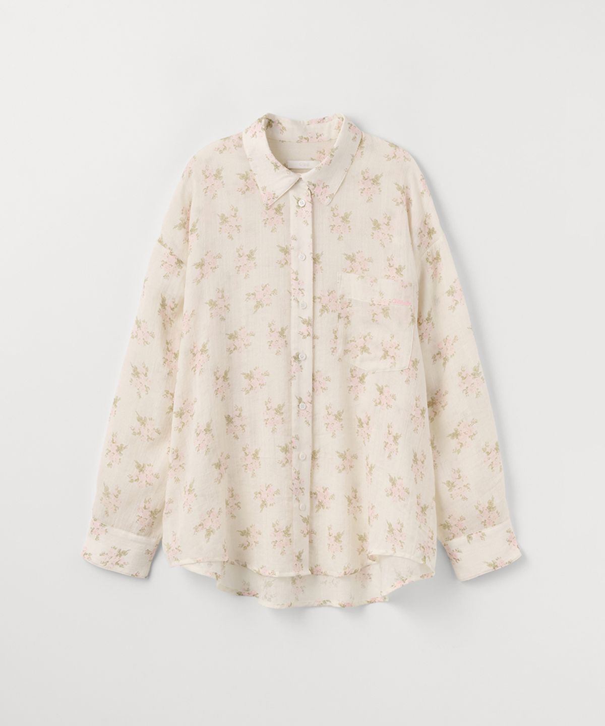 셀리테일즈(CELITAILS) SHEER FLOWER PRINT SHIRT_PINK