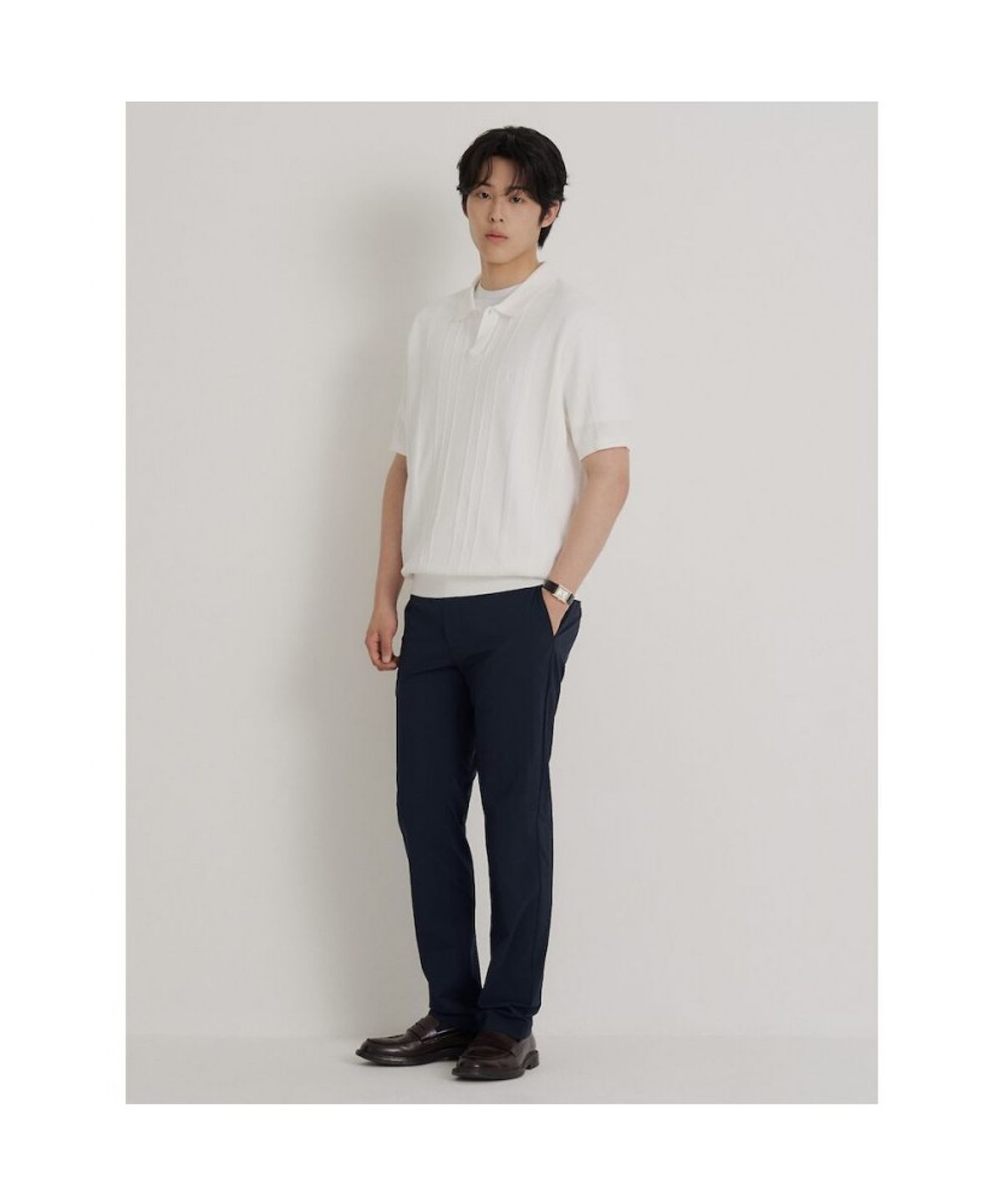빈폴 멘(BEANPOLE MEN) 미니 케이블 칼라넥 니트  화이트