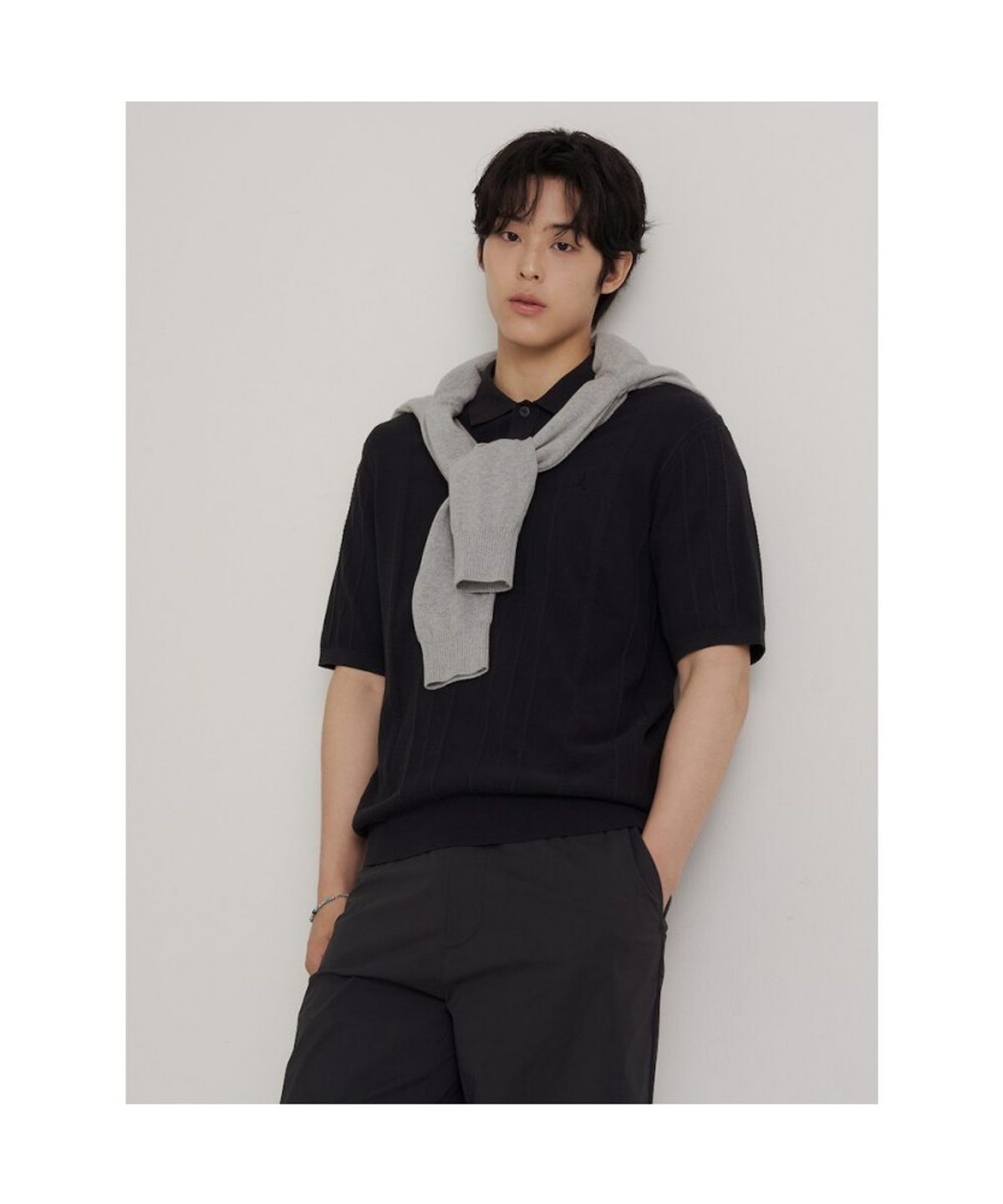 빈폴 멘(BEANPOLE MEN) 미니 케이블 칼라넥 니트  블랙
