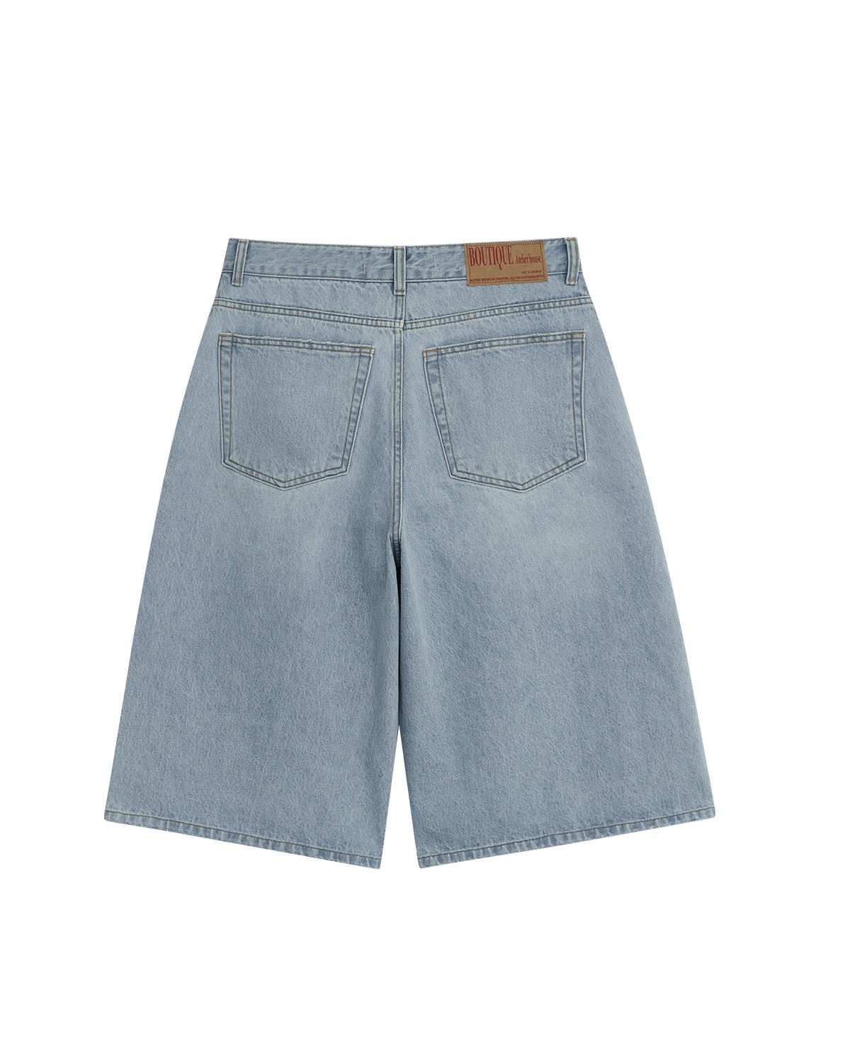 더뮤지엄비지터(THEMUSEUMVISITOR) STRIPE POCKET DENIM BERMUDA PANTS (LIGHT BLUE)