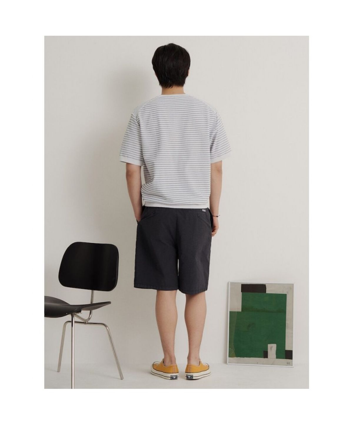 빈폴 멘(BEANPOLE MEN) 젠틀테크 캐주얼 핀스트라이프 라운드 니트  라이트 그레이