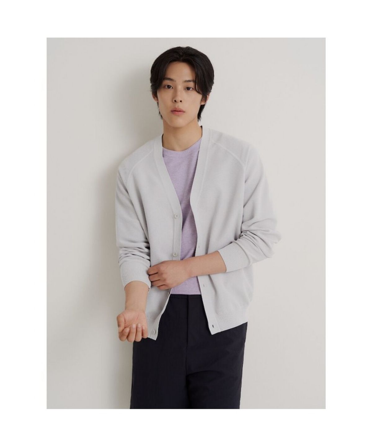 빈폴 멘(BEANPOLE MEN) 젠틀테크 캐주얼 미니멀 카디건  라이트 그레이