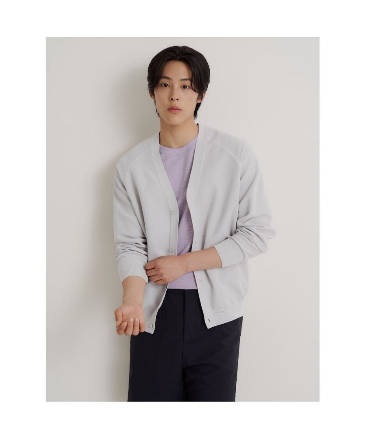 빈폴 멘(BEANPOLE MEN) 젠틀테크 캐주얼 미니멀 카디건  라이트 그레이