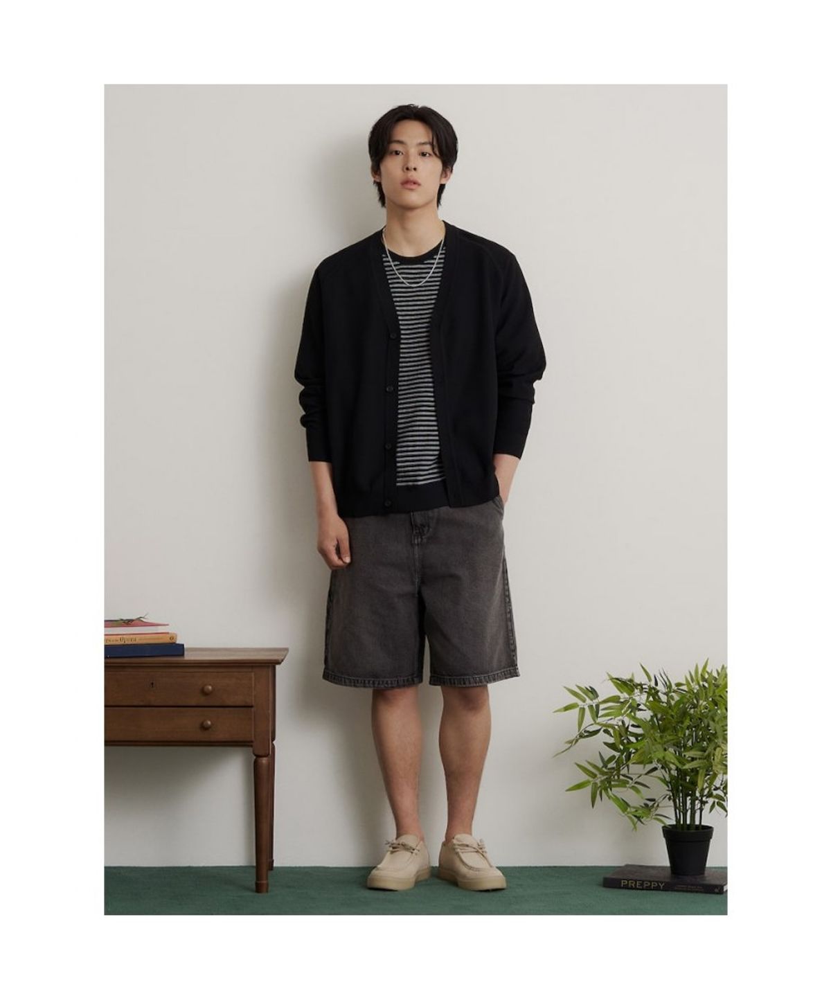 빈폴 멘(BEANPOLE MEN) 젠틀테크 캐주얼 미니멀 카디건  블랙