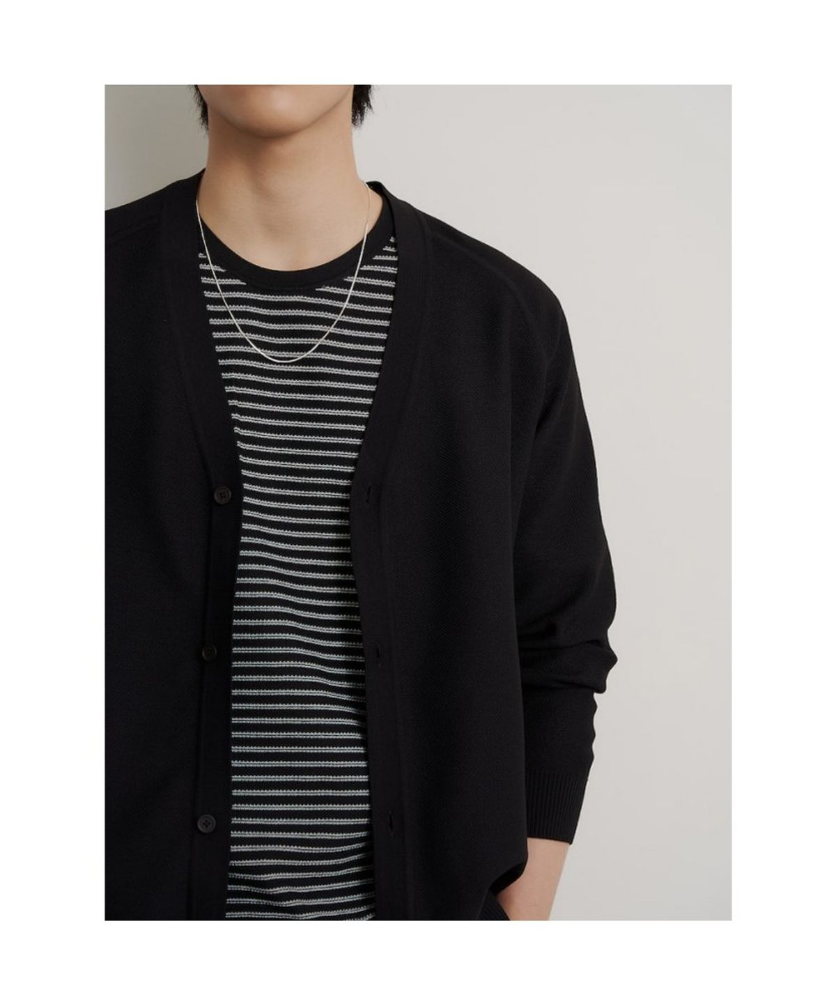 빈폴 멘(BEANPOLE MEN) 젠틀테크 캐주얼 미니멀 카디건  블랙