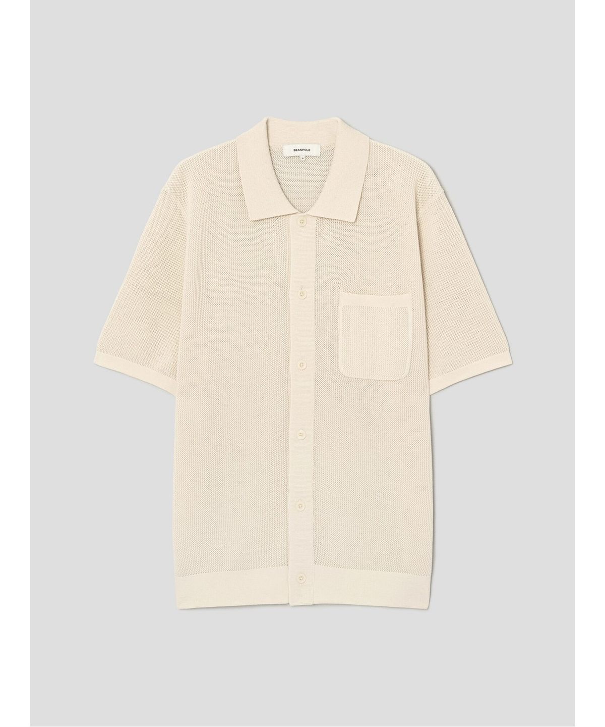 빈폴 멘(BEANPOLE MEN) 크로셰 반소매 칼라넥 카디건  아이보리