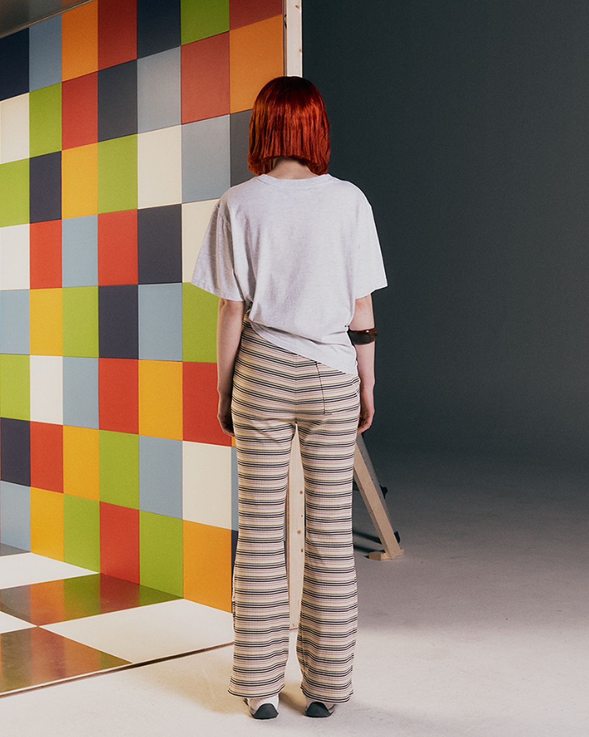 더뮤지엄비지터(THEMUSEUMVISITOR) W CROCHET PATCHWORK LAYERED PANTS (IVORY)