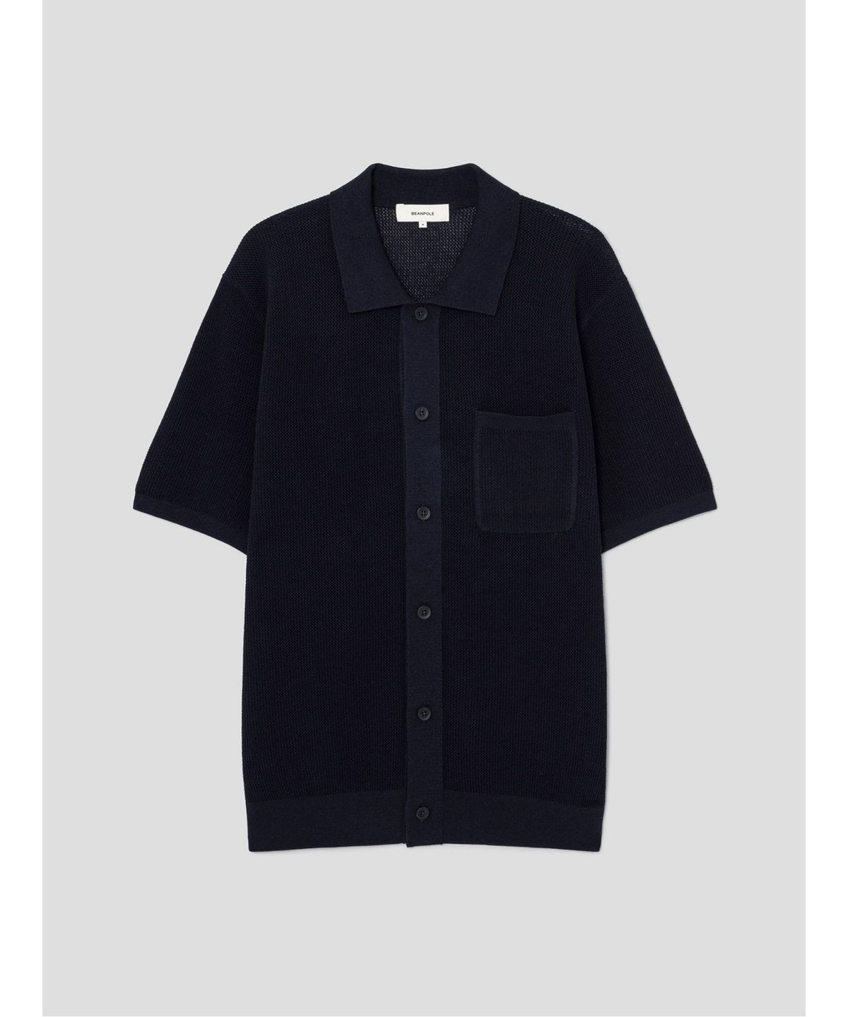 빈폴 멘(BEANPOLE MEN) 크로셰 반소매 칼라넥 카디건  네이비