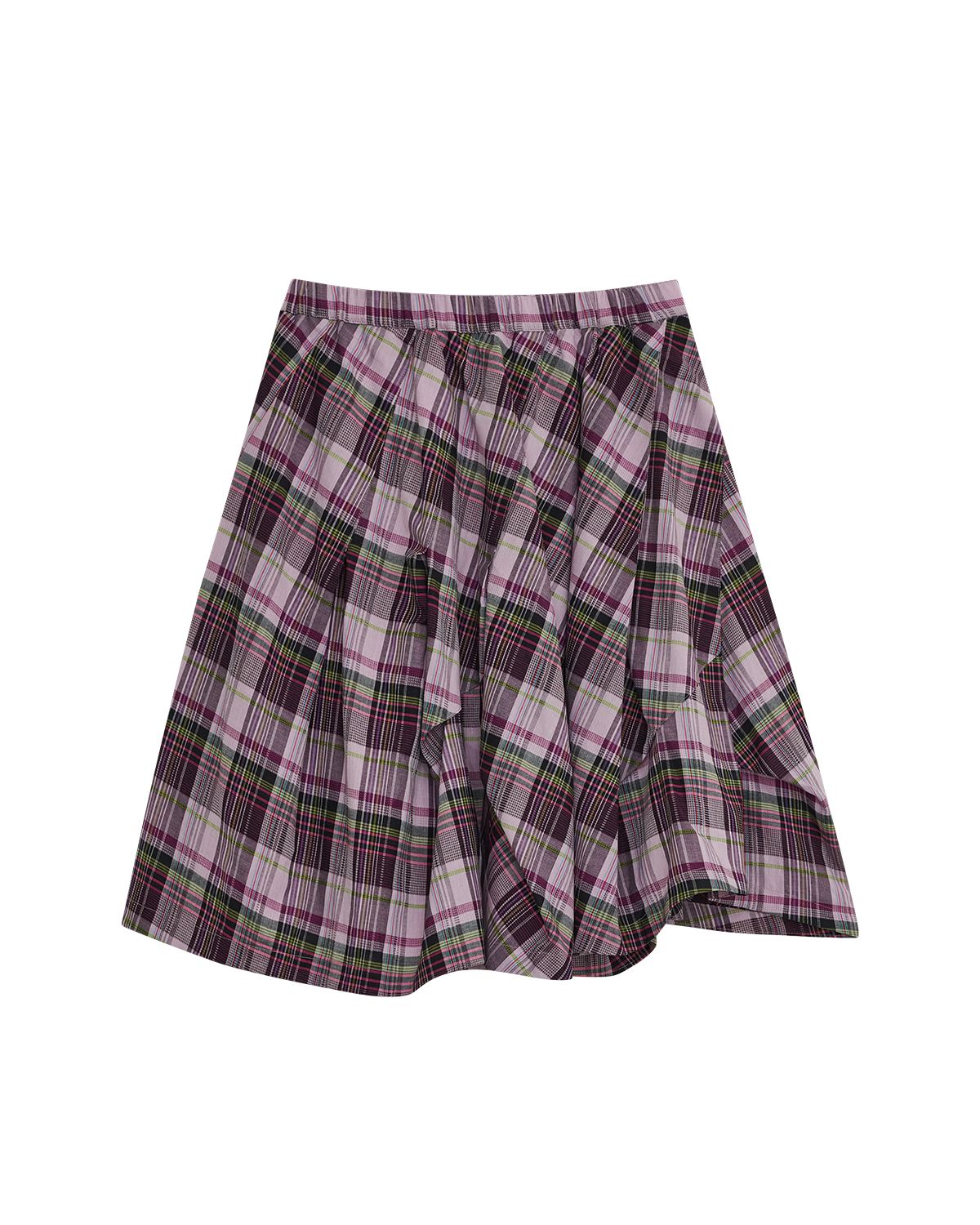 더뮤지엄비지터(THEMUSEUMVISITOR) W ZIPPER CHECK GORED SKIRT (CHECK)