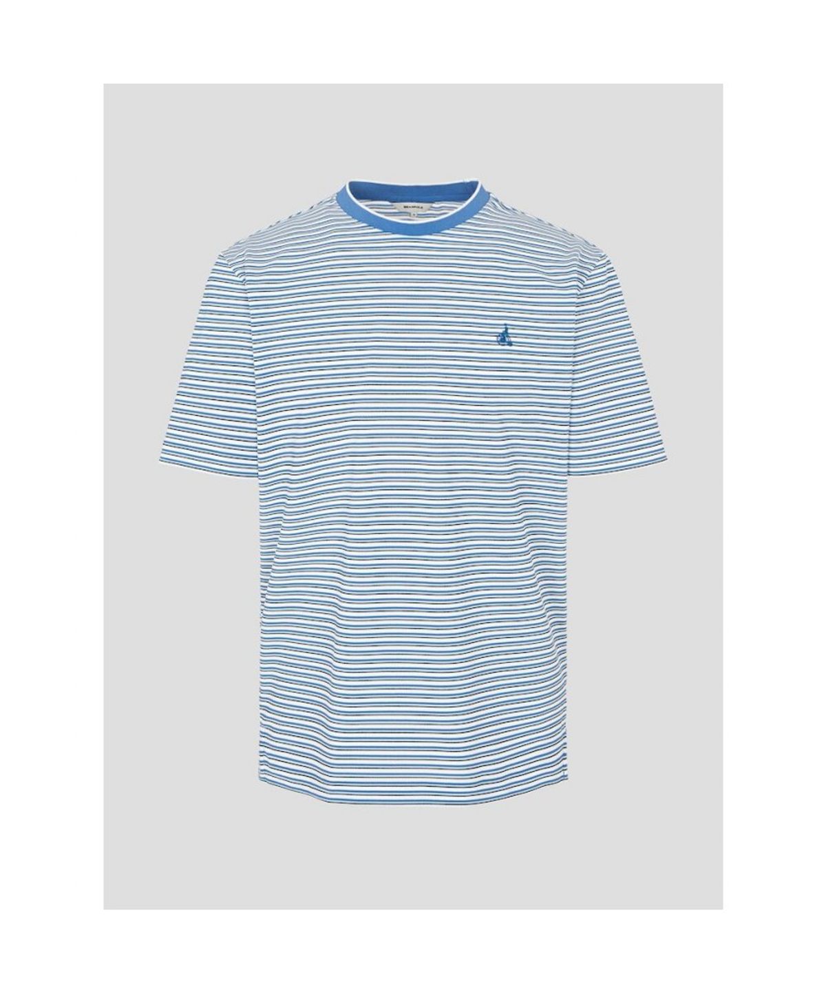빈폴 멘(BEANPOLE MEN) 멀티 스트라이프 라운드넥 티셔츠  블루