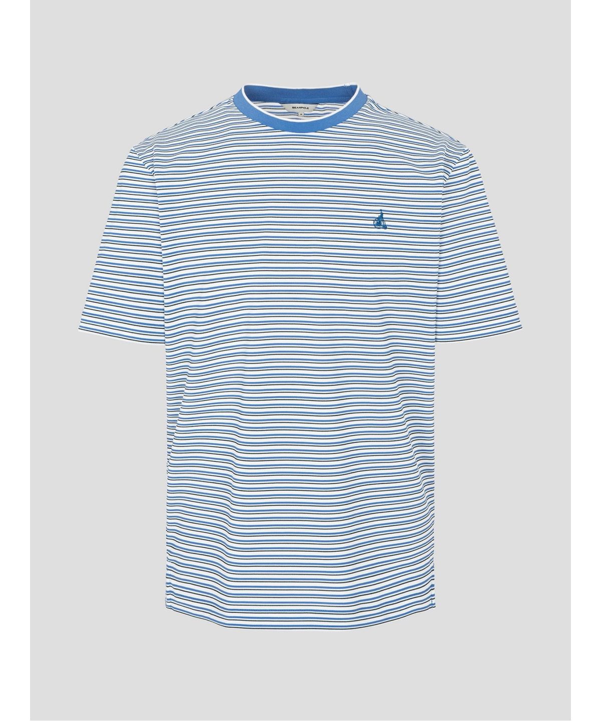 빈폴 멘(BEANPOLE MEN) 멀티 스트라이프 라운드넥 티셔츠  블루