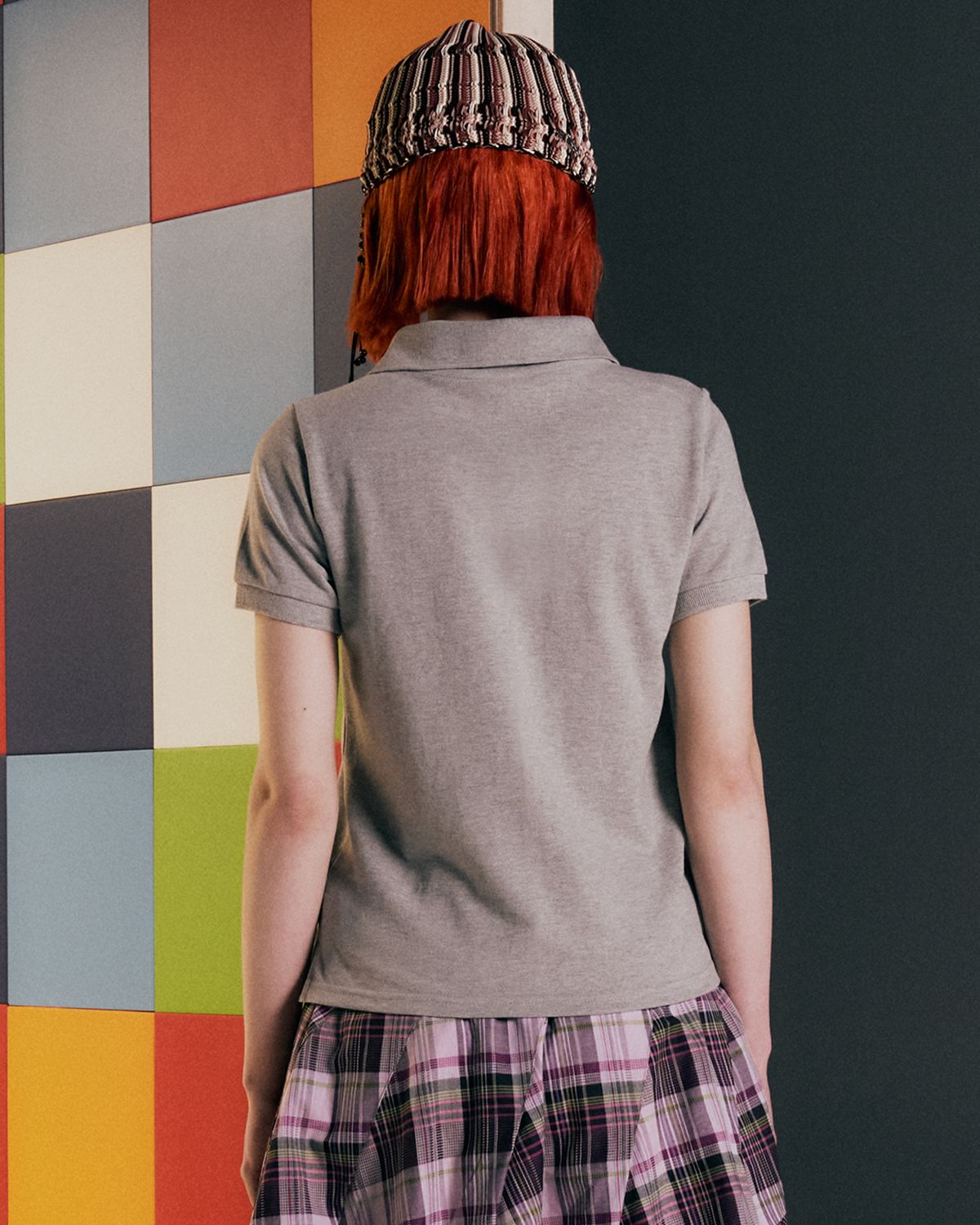 더뮤지엄비지터(THEMUSEUMVISITOR) W HEART BEAR PIQUE T-SHIRT (MELANGE GREY)