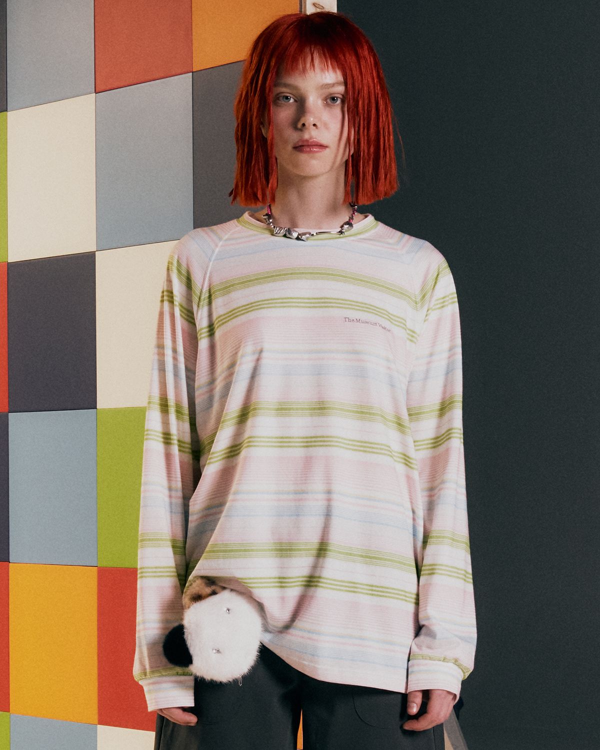 더뮤지엄비지터(THEMUSEUMVISITOR) MULTI STRIPE SUMMER LONG SLEEVE (PINK)