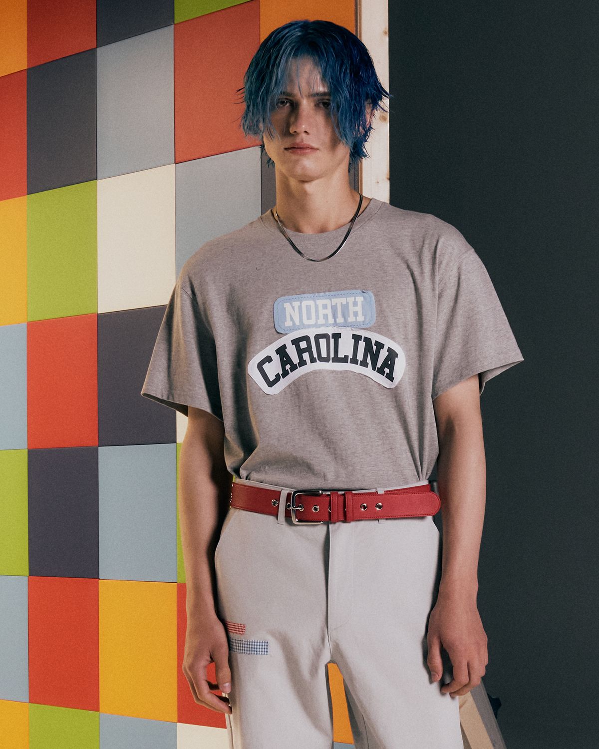 더뮤지엄비지터(THEMUSEUMVISITOR) NORTH CAROLINA OVERFIT T-SHIRT (MELANGE GREY)