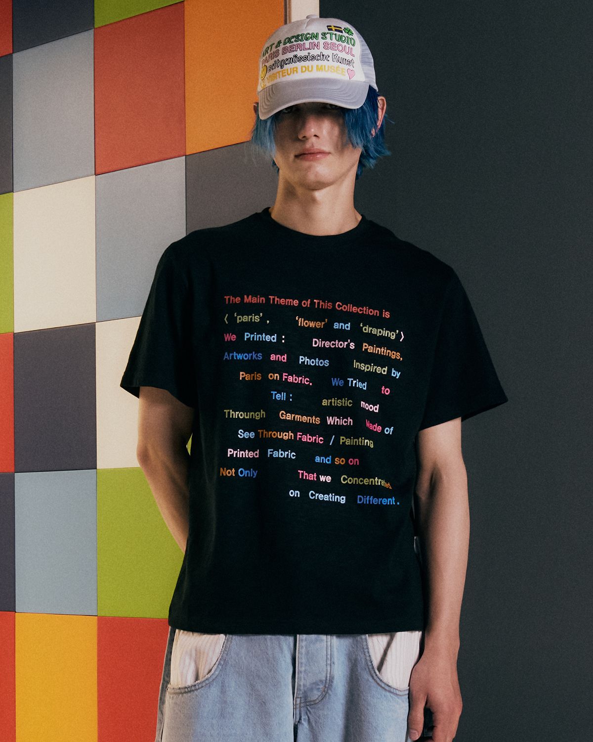 더뮤지엄비지터(THEMUSEUMVISITOR) COLOR TYPO SLUB T-SHIRT (BLACK)