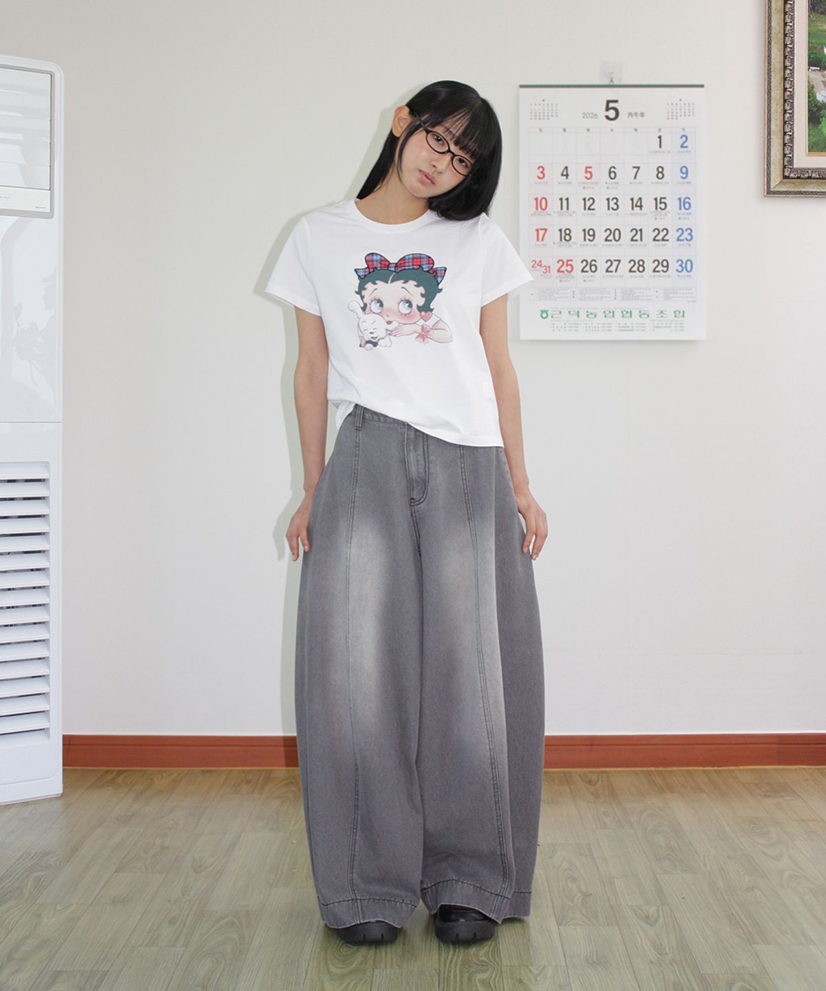 론론(RONRON) WIDE BALLOON DENIM PANTS BLACK