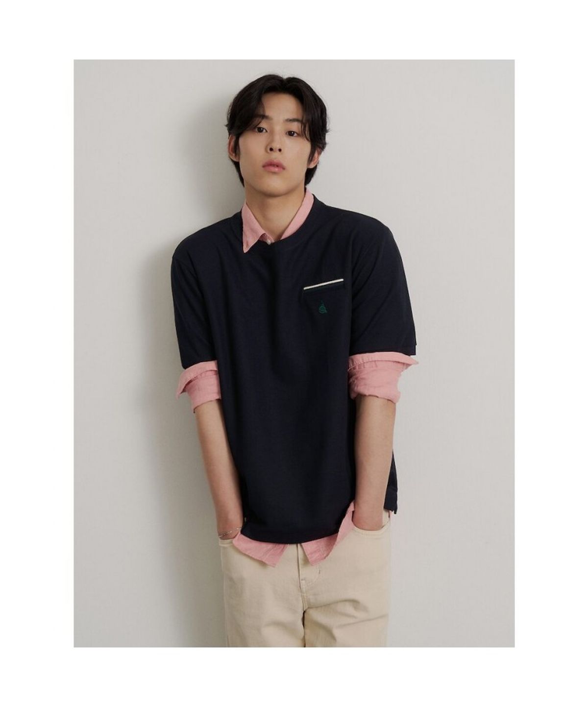 빈폴 멘(BEANPOLE MEN) 허니쿨 라운드넥 티셔츠  네이비