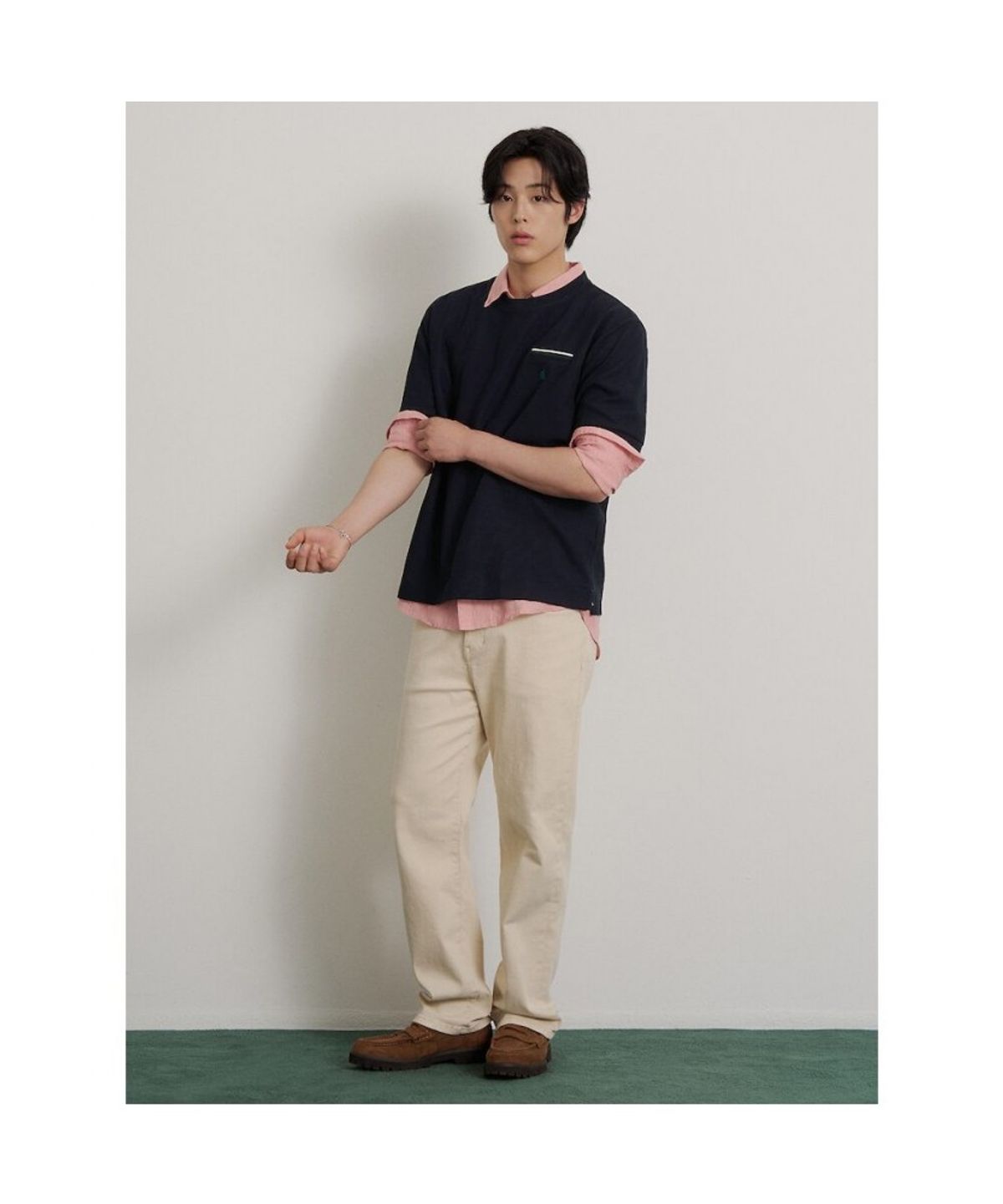 빈폴 멘(BEANPOLE MEN) 허니쿨 라운드넥 티셔츠  네이비