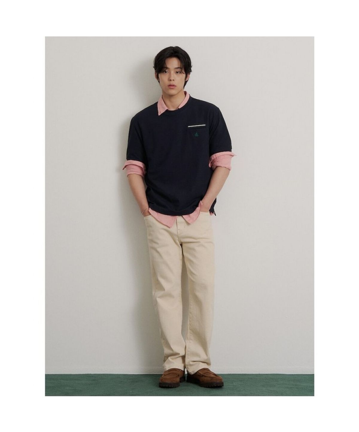 빈폴 멘(BEANPOLE MEN) 허니쿨 라운드넥 티셔츠  네이비