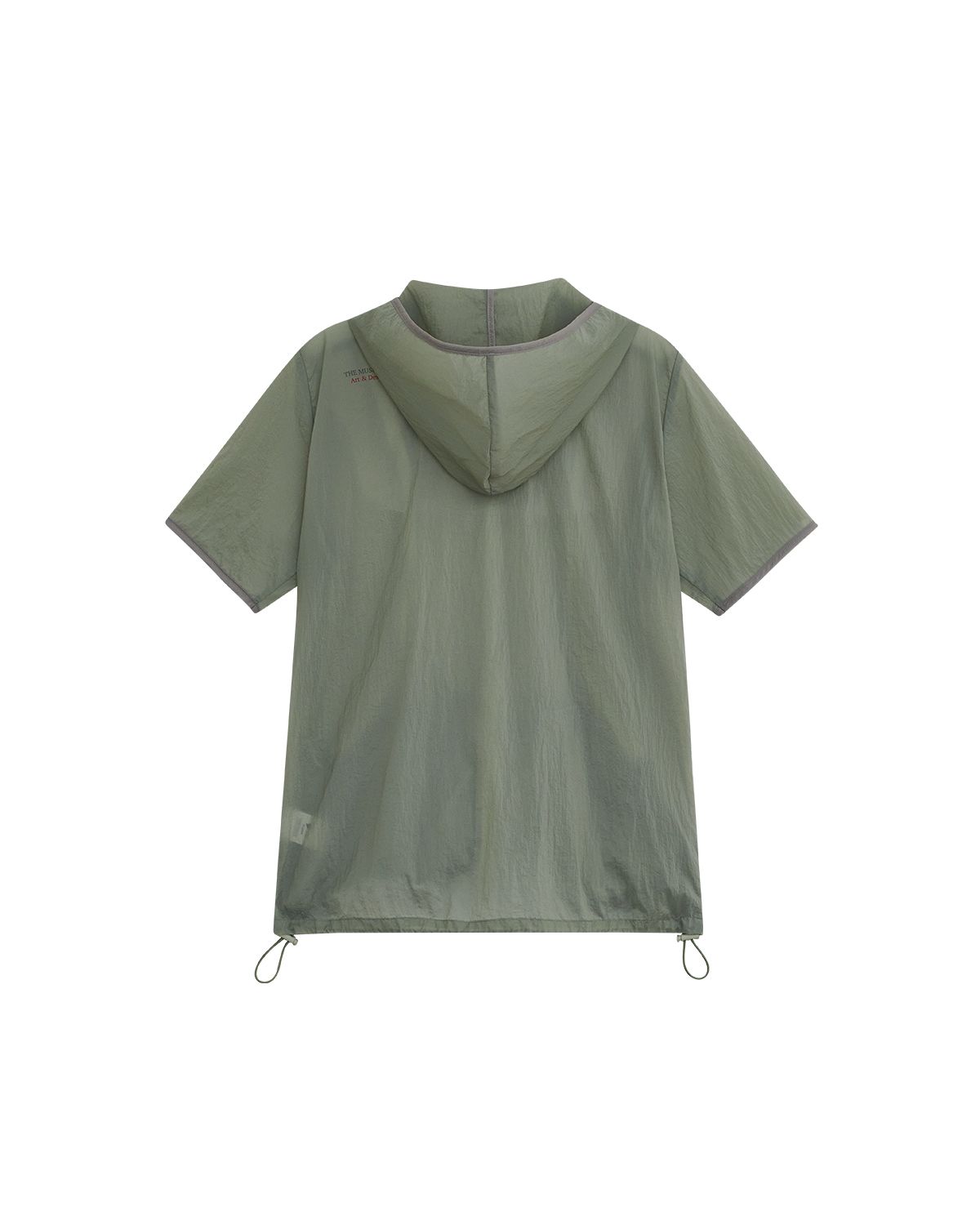 더뮤지엄비지터(THEMUSEUMVISITOR) CURVED ZIPPER SHORT SLEEVE HOODIE ZIP-UP (KHAKI)