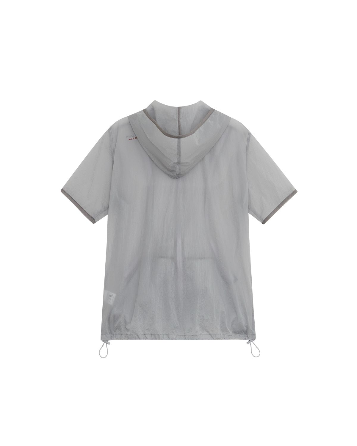더뮤지엄비지터(THEMUSEUMVISITOR) CURVED ZIPPER SHORT SLEEVE HOODIE ZIP-UP (GREY)