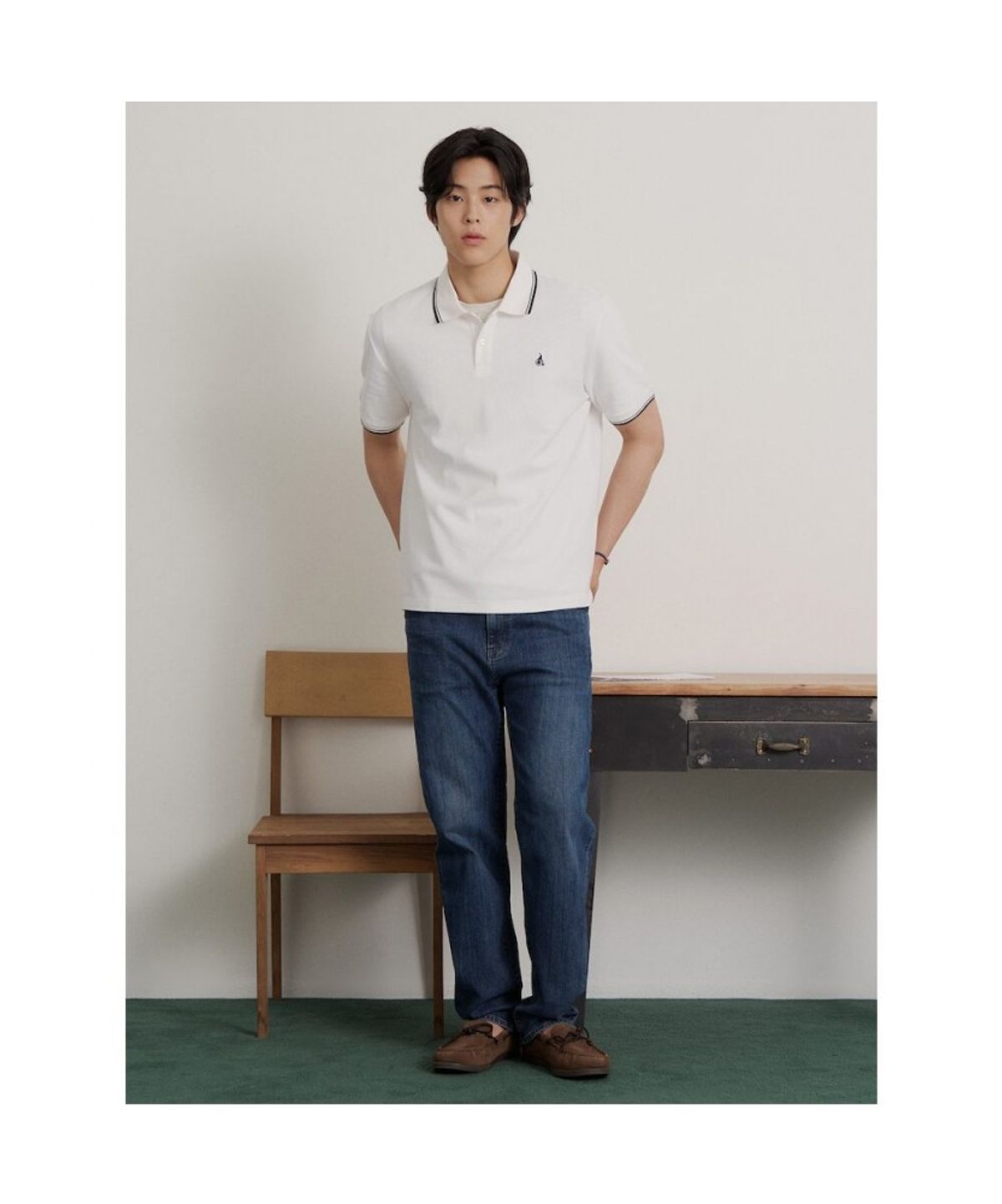 빈폴 멘(BEANPOLE MEN) 허니쿨 칼라넥 티셔츠  화이트
