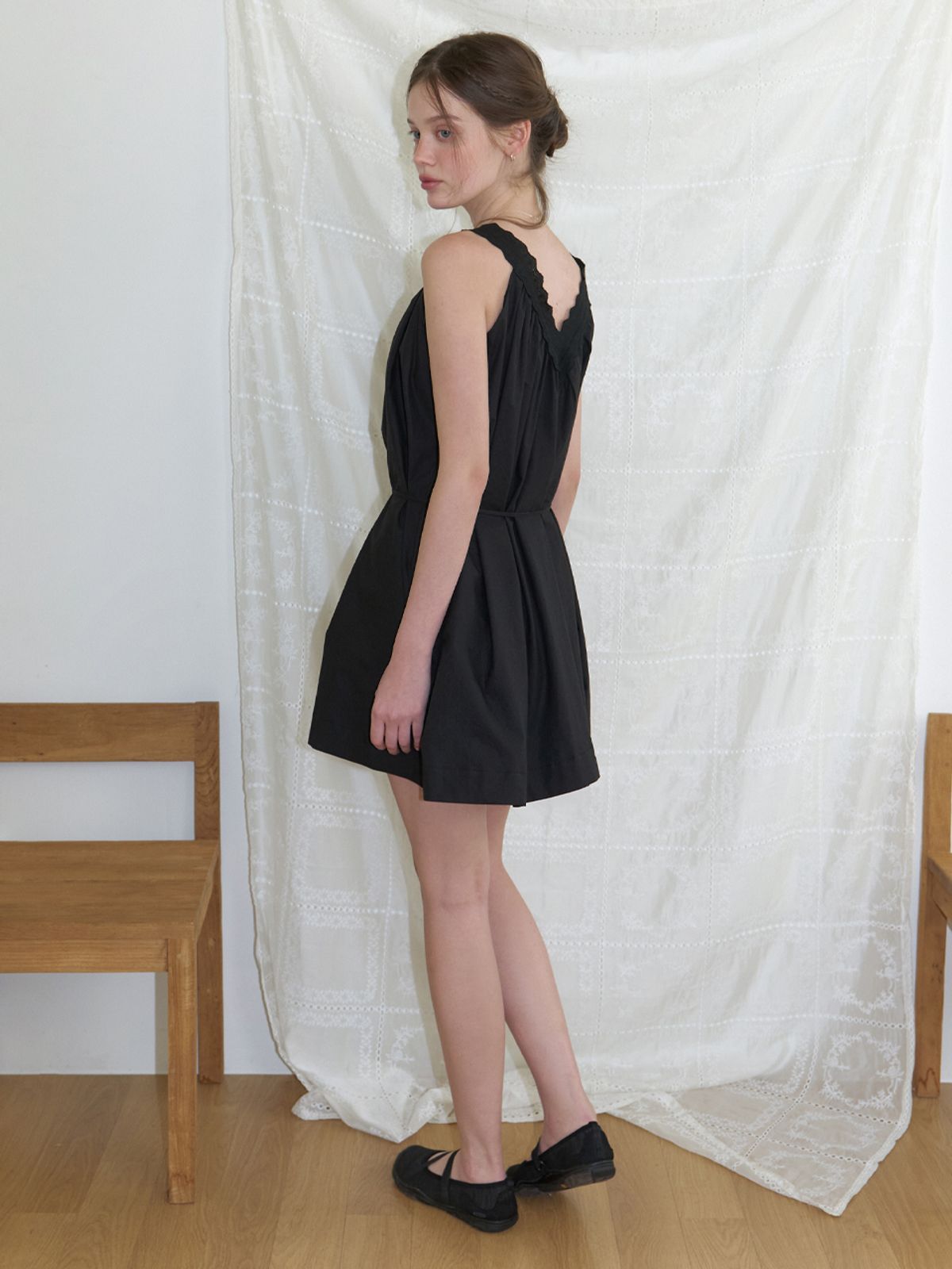 리엘(RE L) Veld lace mini dress (black)