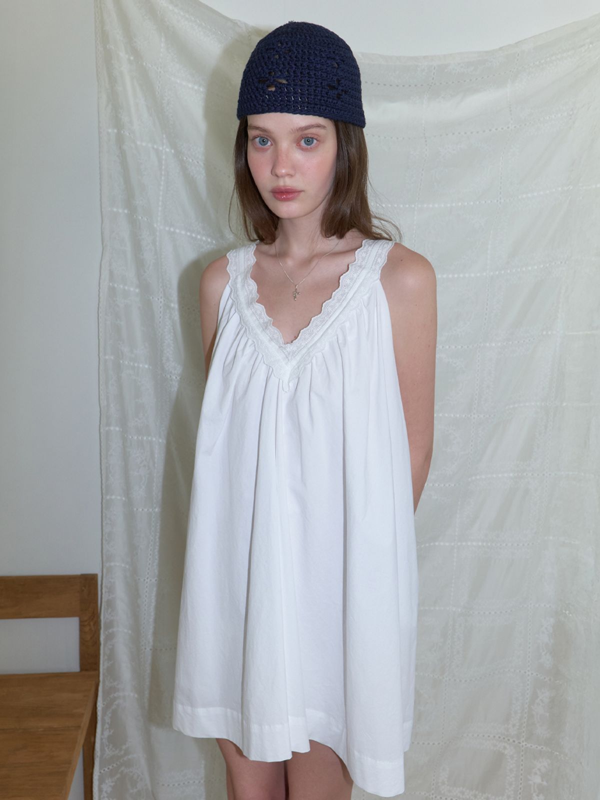 리엘(RE L) Veld lace mini dress (white)
