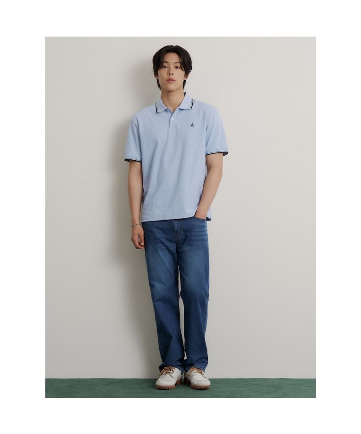 빈폴 멘(BEANPOLE MEN) 허니쿨 칼라넥 티셔츠  스카이 블루