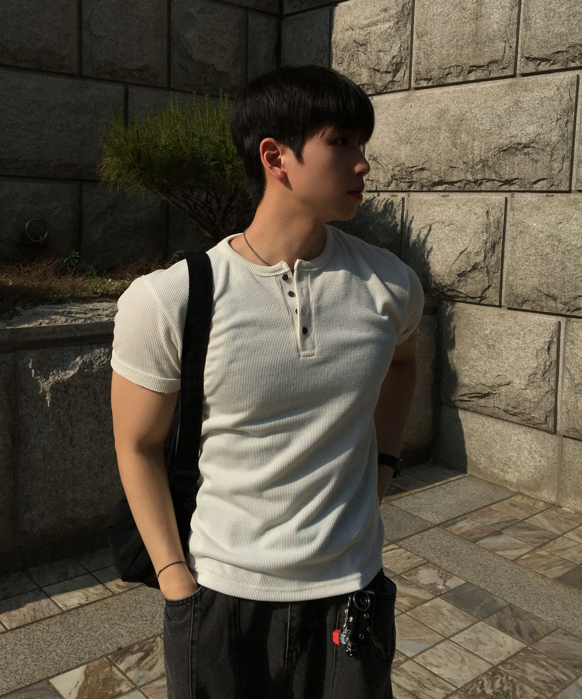 센테어(SENTAIR) 리브드 머슬핏 헨리넥 반팔 티셔츠  _4color