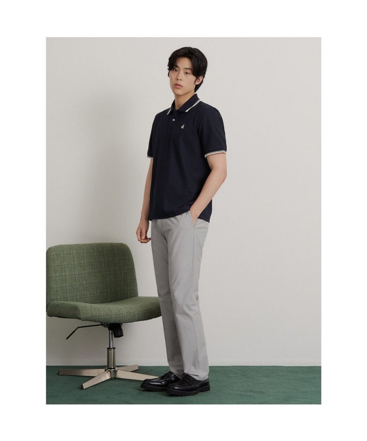 빈폴 멘(BEANPOLE MEN) 허니쿨 칼라넥 티셔츠  네이비
