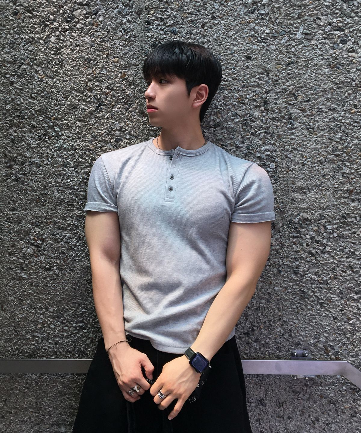 센테어(SENTAIR) [2PACK] 리브드 머슬핏 헨리넥  반팔 티셔츠_4color