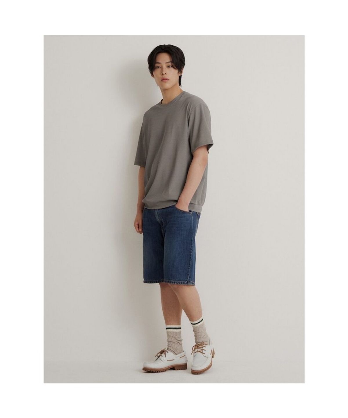 빈폴 멘(BEANPOLE MEN) 젠틀테크 캐주얼 와플 라운드티  라이트 그레이