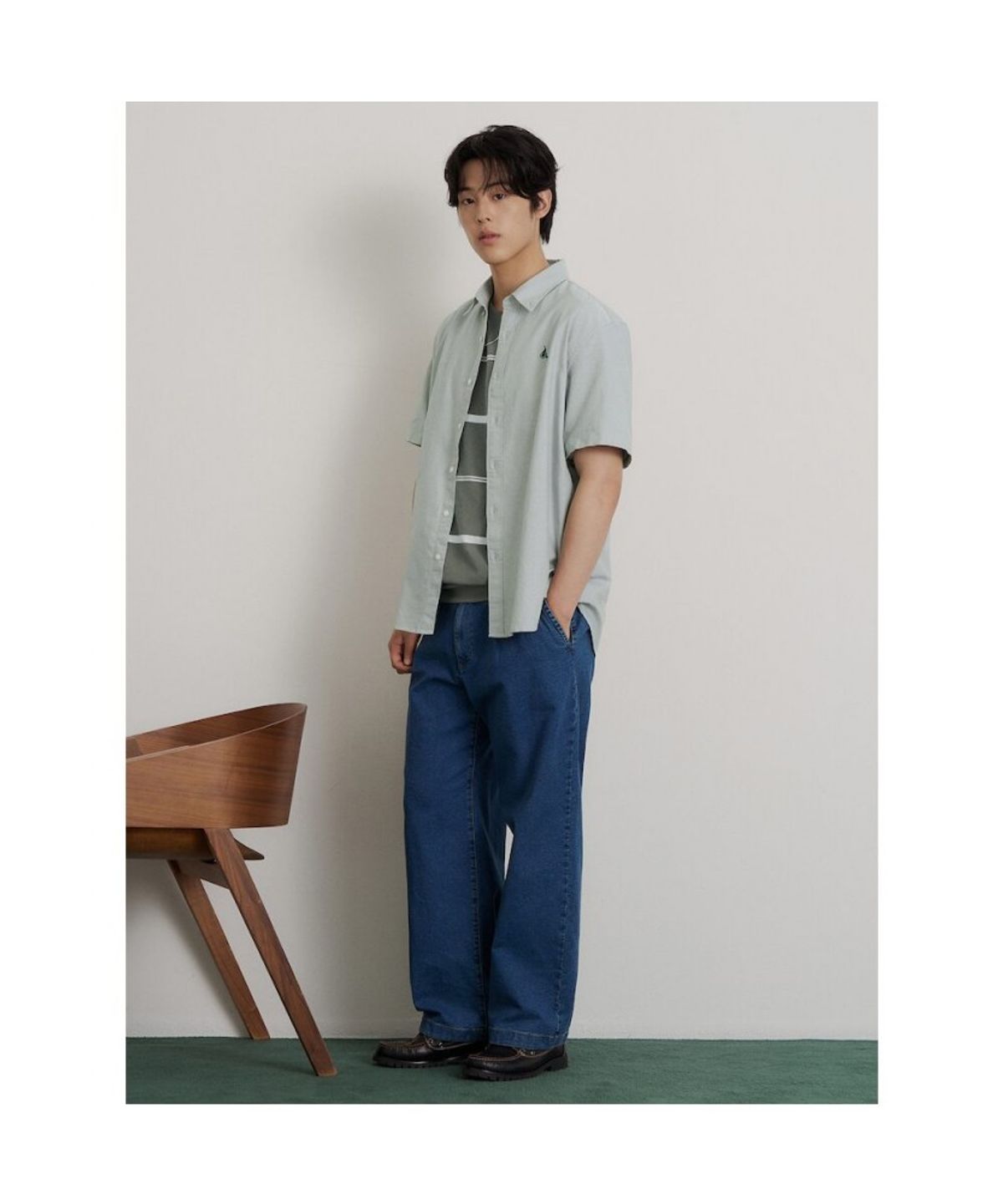 빈폴 멘(BEANPOLE MEN) 옥스퍼드 반소매 셔츠  카키
