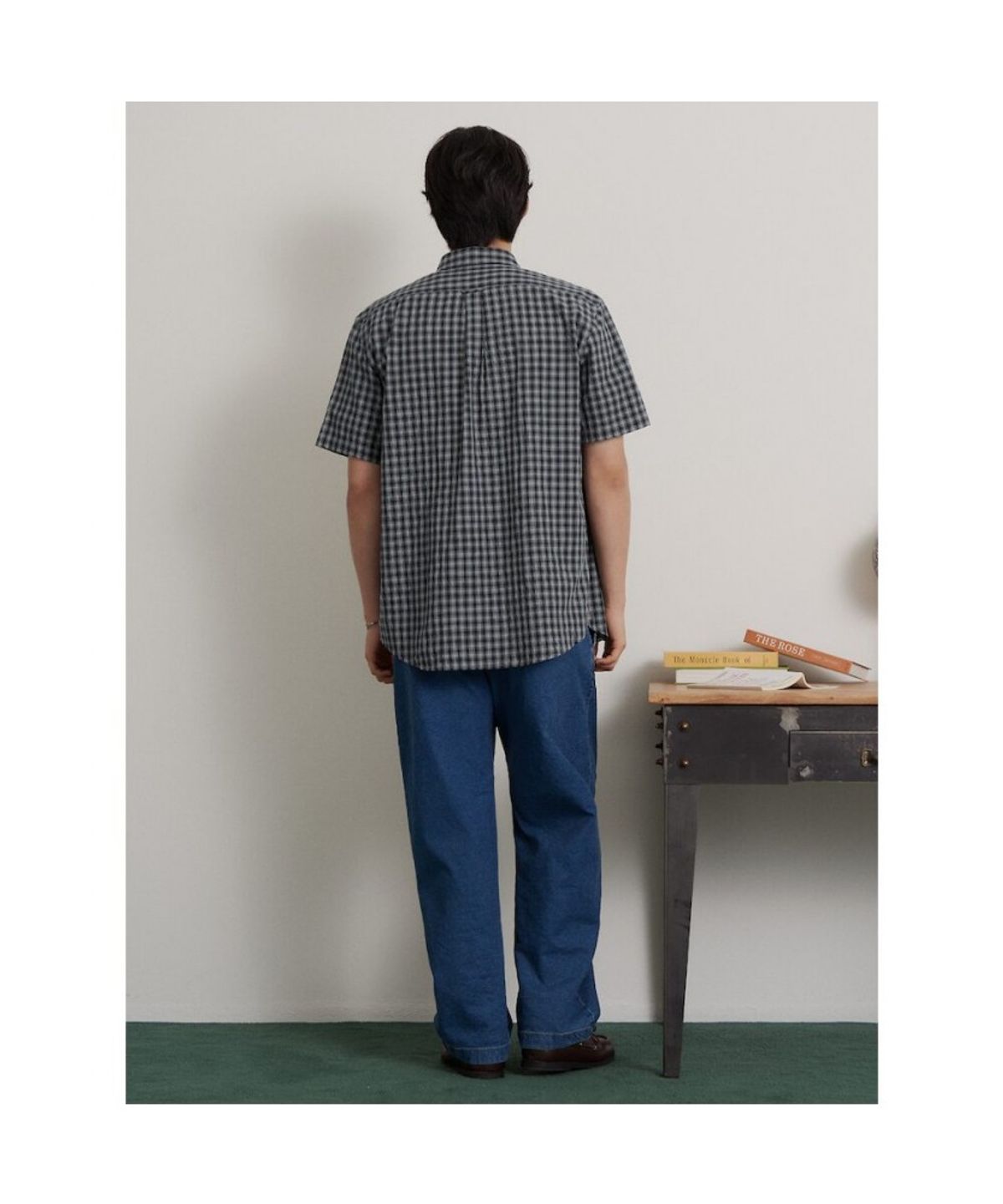 빈폴 멘(BEANPOLE MEN) 스몰 체크 반소매 셔츠  애쉬