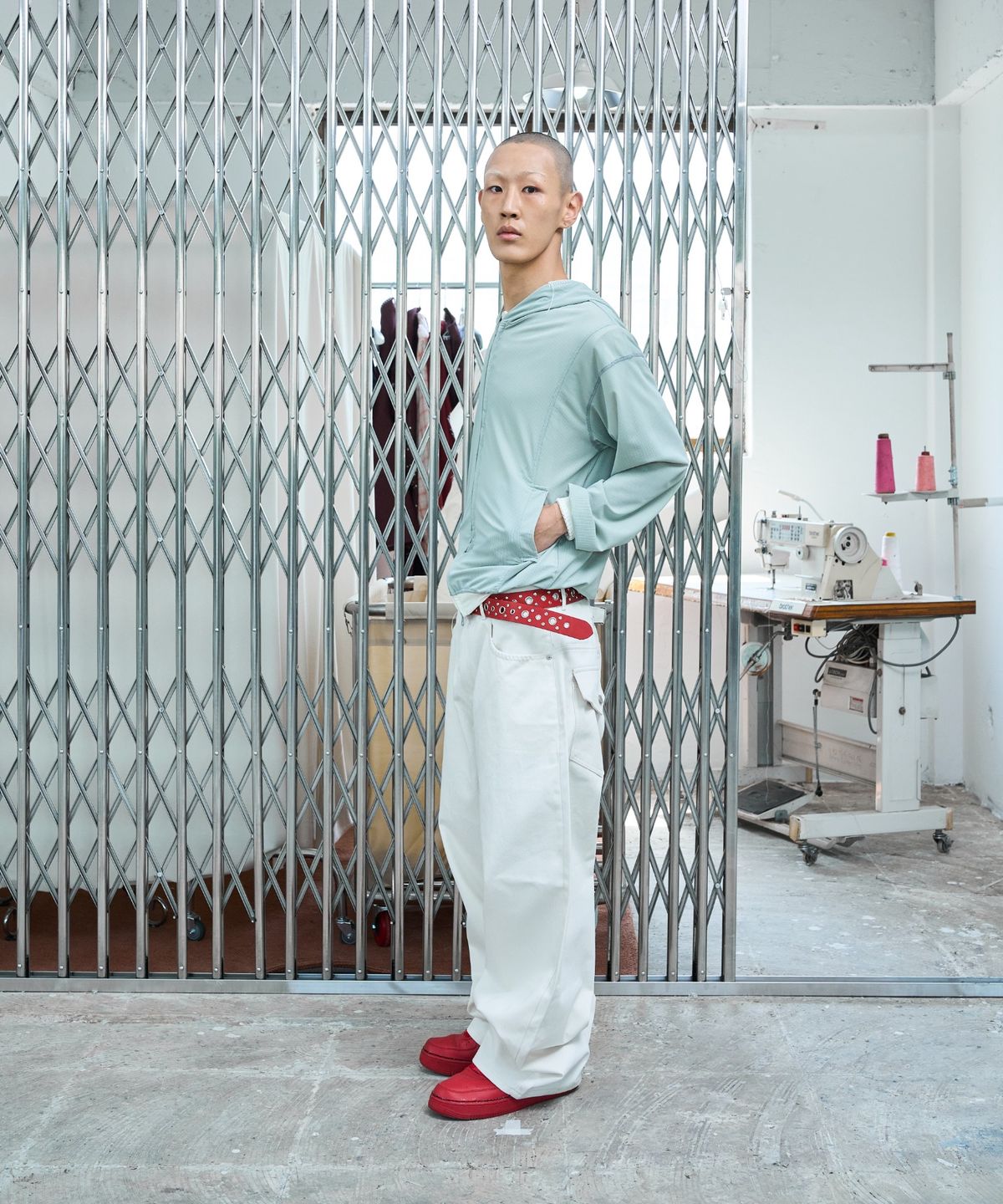 노쿨러스(NOSCOULEURS) UL MESH ZIP HOODIE 02 LIGHT GREY