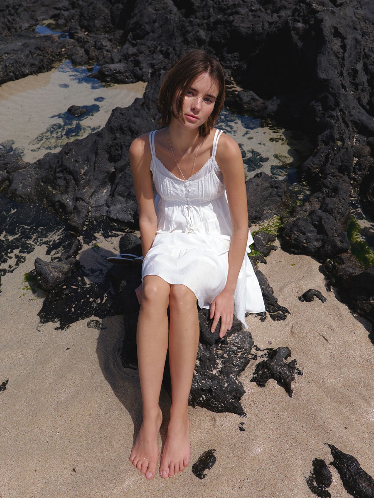 리엘(RE L) Soop layered sleeveless blouse (white)