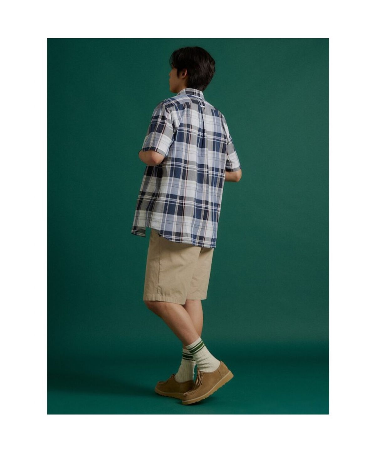 빈폴 멘(BEANPOLE MEN) 빅체크 반소매 셔츠  네이비