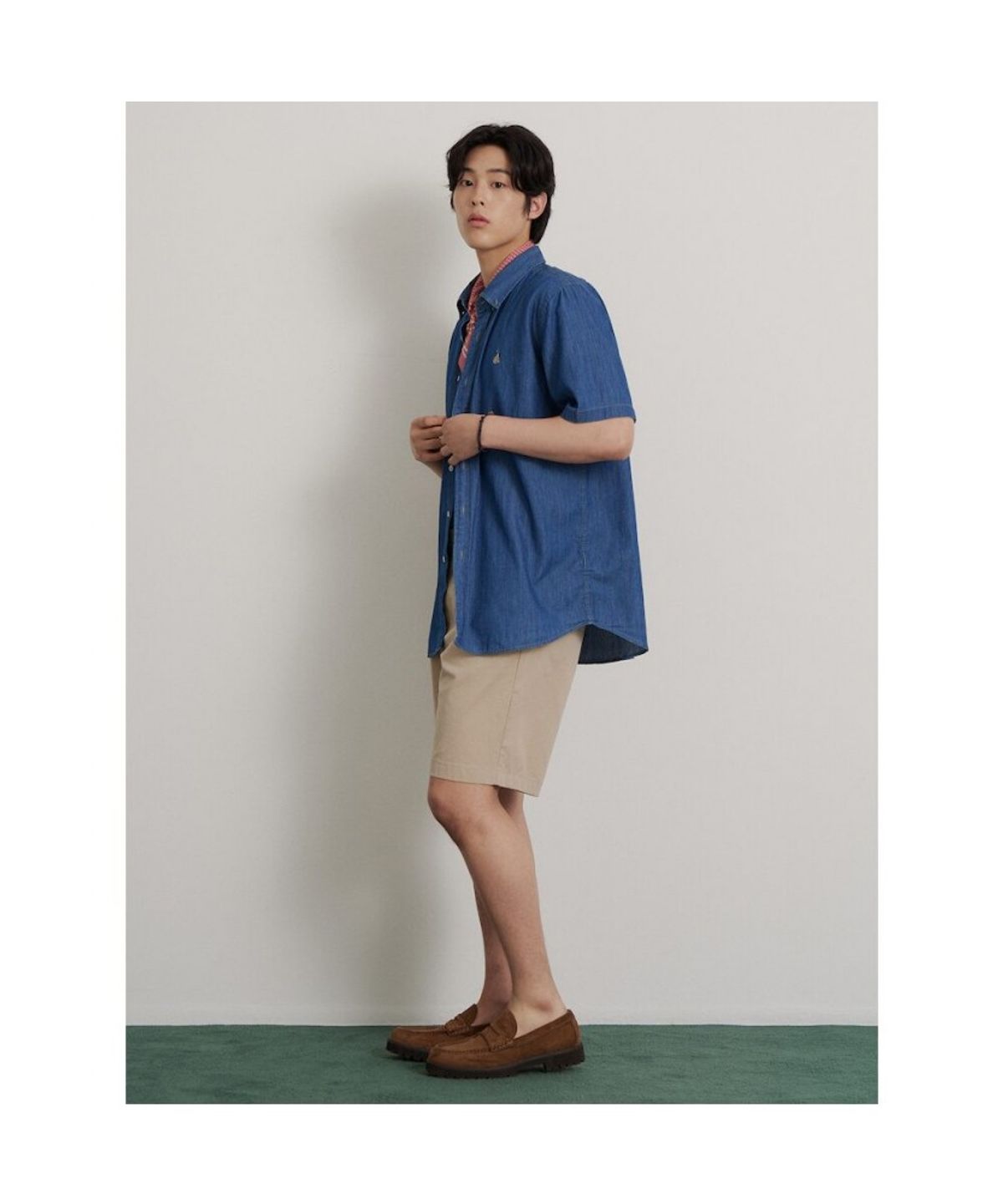 빈폴 멘(BEANPOLE MEN) 데님 반소매 셔츠  블루