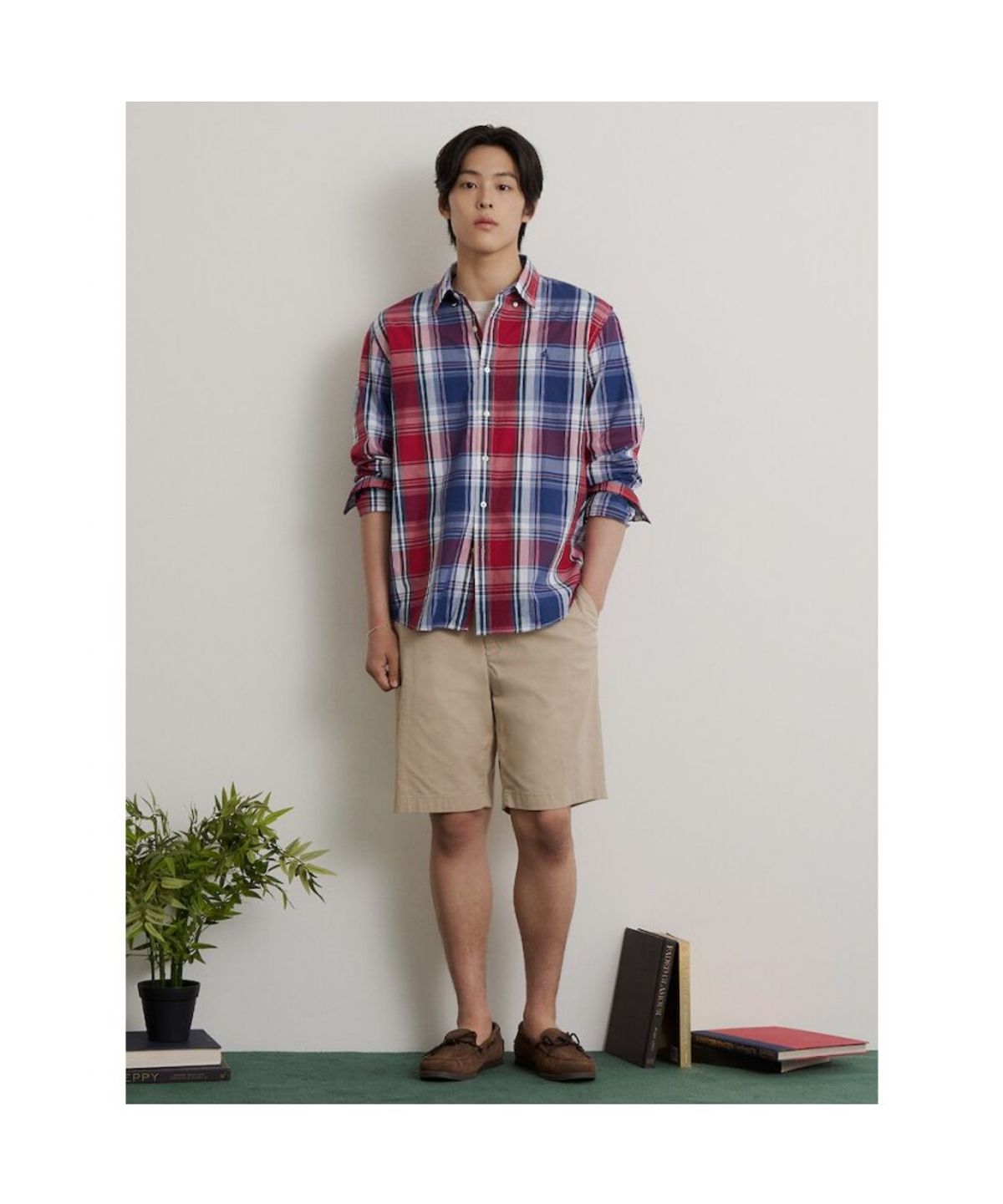 빈폴 멘(BEANPOLE MEN) 마드라스 체크 셔츠  레드