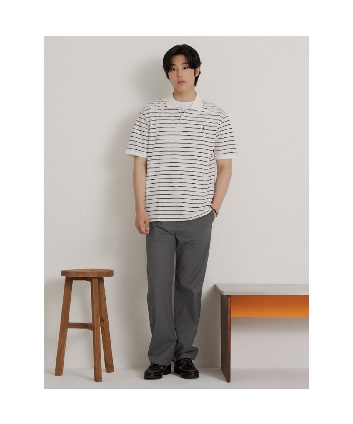 빈폴 멘(BEANPOLE MEN) 여름 도비 컴포트핏 치노 팬츠  애쉬