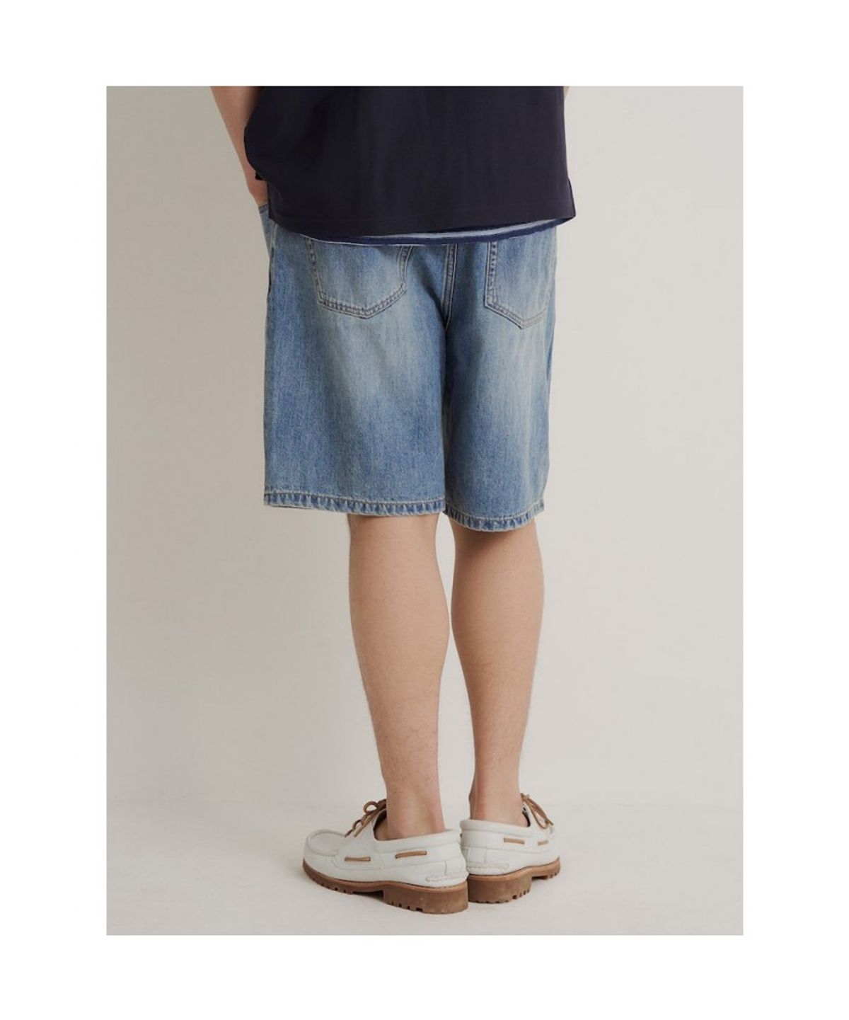 빈폴 멘(BEANPOLE MEN) 워싱 데님 하프 팬츠  스카이 블루